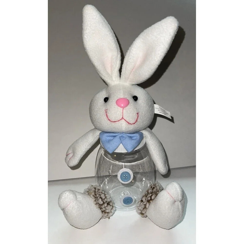 Bunny Blue Candle or Candy Holder with flowers New Easter - Picture 2 of 6